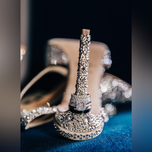 Jimmy Choo Nude Suede Sandals with Hotfix Crystals and sphere detail - Picture 16 of 16